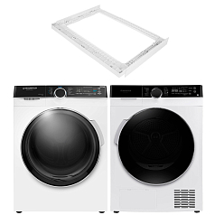 Комплект Maunfeld стиральная машина MFWM1510WH06 + сушильная машина MFDM1410WH07 + соединительный элемент WM-SK03