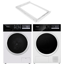 Комплект Maunfeld стиральная машина MFWM1410STWH03 + сушильная машина MFDM168WH03B + соединительный элемент WM-SK03