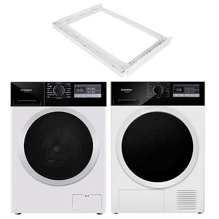 Комплект Maunfeld стиральная машина MFWM1410STWH03 + сушильная машина MFDM168WH03B + соединительный элемент WM-SK03 preview 1