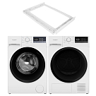 Комплект Maunfeld стиральная машина MFWM148STWH02 + сушильная машина MFDM168WH02 + соединительный элемент WM-SK03