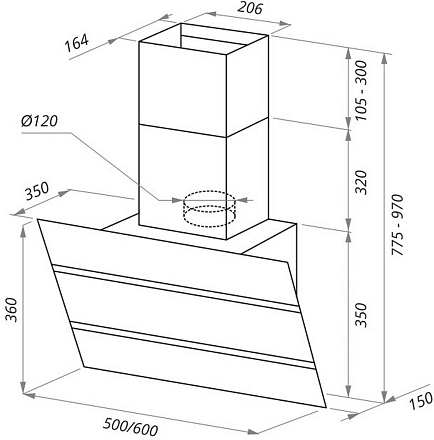Вытяжка Maunfeld Bridge 50 нержавеющая сталь\черное стекло preview 16