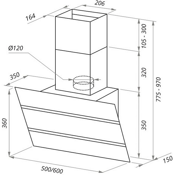 Вытяжка Maunfeld Bridge 50 нержавеющая сталь\черное стекло preview 16