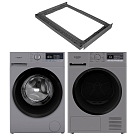 Комплект Maunfeld стиральная машина MFWM148STSL02 + сушильная машина MFDM168SL02 + соединительный элемент WM-SK03S