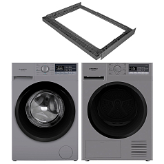 Комплект Maunfeld стиральная машина MFWM148STSL02 + сушильная машина MFDM168SL02 + соединительный элемент WM-SK03S