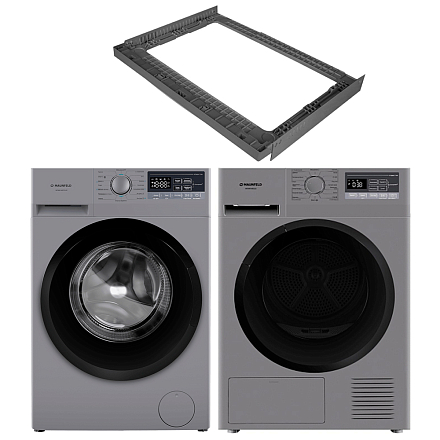 Комплект Maunfeld стиральная машина MFWM148STSL02 + сушильная машина MFDM168SL02 + соединительный элемент WM-SK03S preview 1