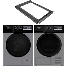 Комплект Maunfeld стиральная машина MFWM1410STSL03 + сушильная машина MFDM168SL03 + соединительный элемент WM-SK03S