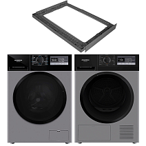 Комплект Maunfeld стиральная машина MFWM1410STSL03 + сушильная машина MFDM168SL03 + соединительный элемент WM-SK03S